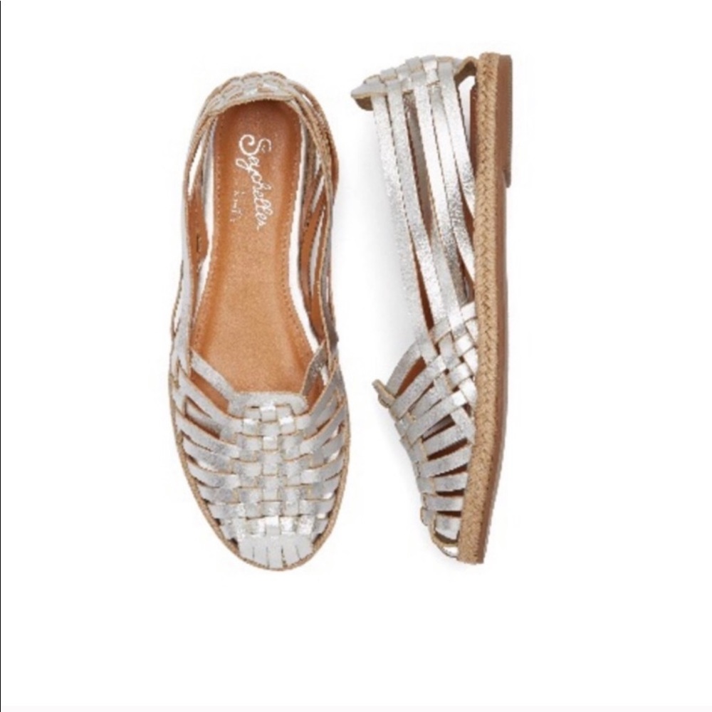 Gently worn Seychelles Nifty Huaraches in silver